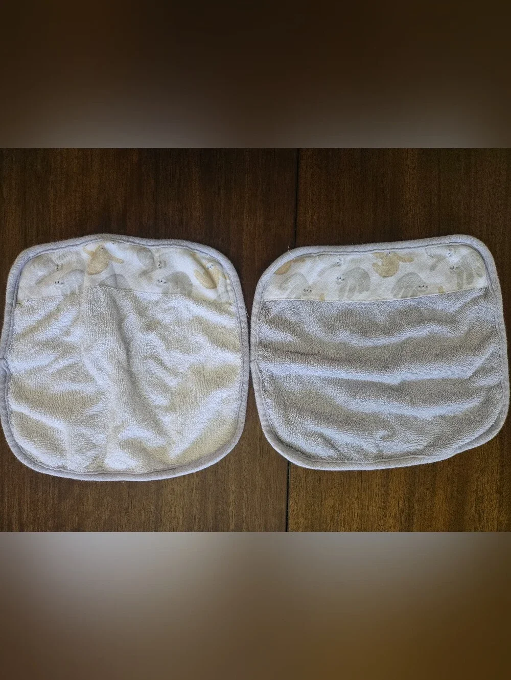 Set Of 2 Grey&White Washclothes Baby/Toddler/Kid